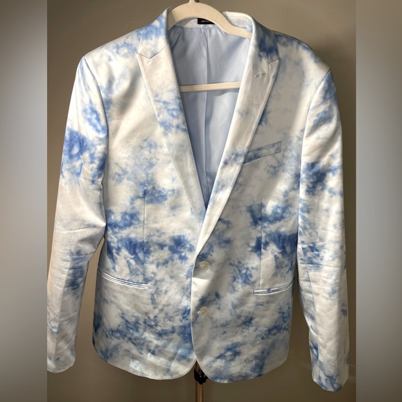 JF J Ferrar Men’s sky blue cloud blazer jacket stretch slim fit 2 button. 44R - Picture 1 of 4